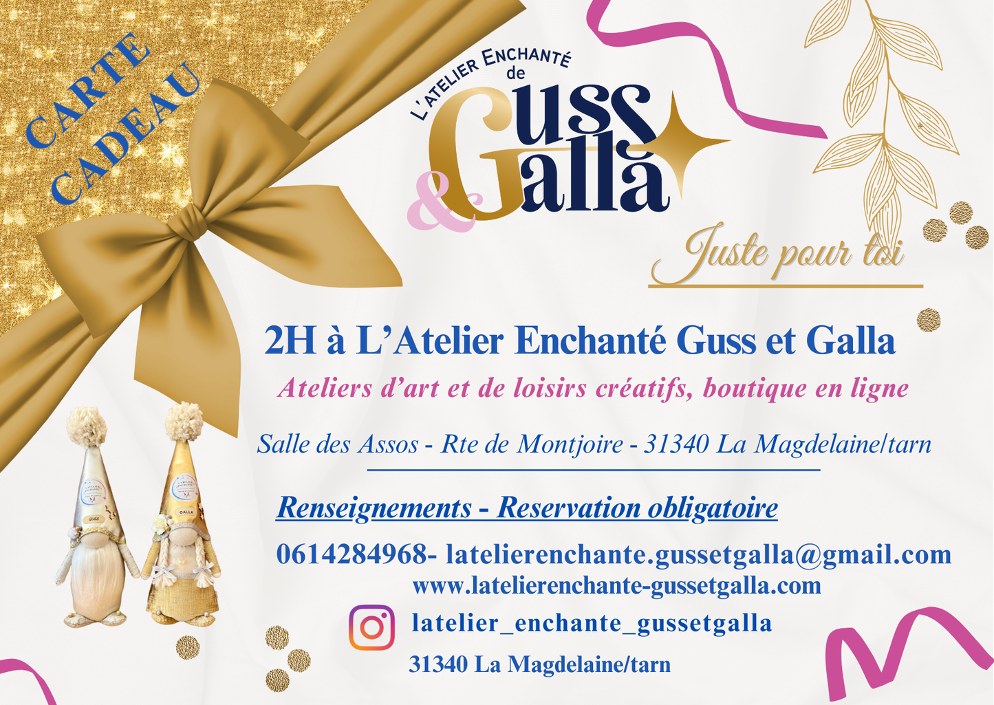 Carte cadeau L'atelier enchanté Guss et Galla