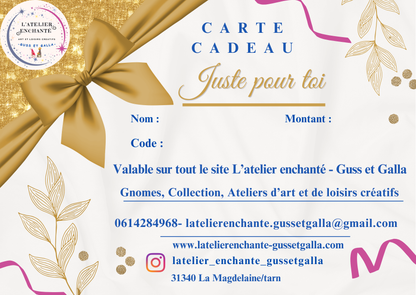 Carte cadeau L'atelier enchanté Guss et Galla